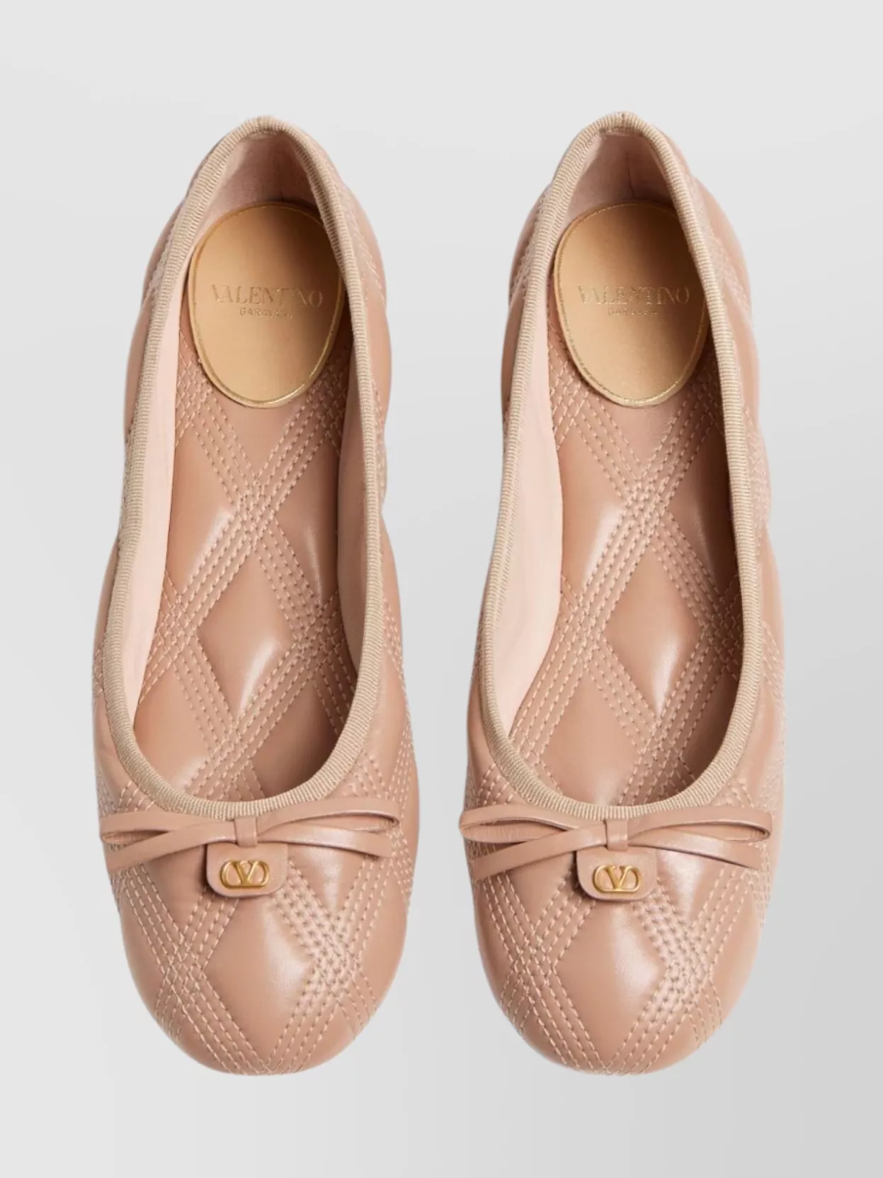 Valentino Quilted Leather Ballet Flats With Bow Detail