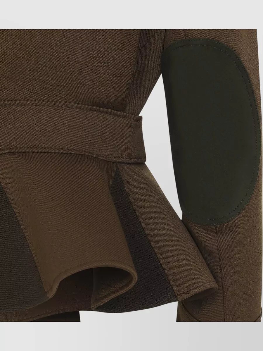Celine Peplum Wool Jacket Structured Shoulders Collar In Brown