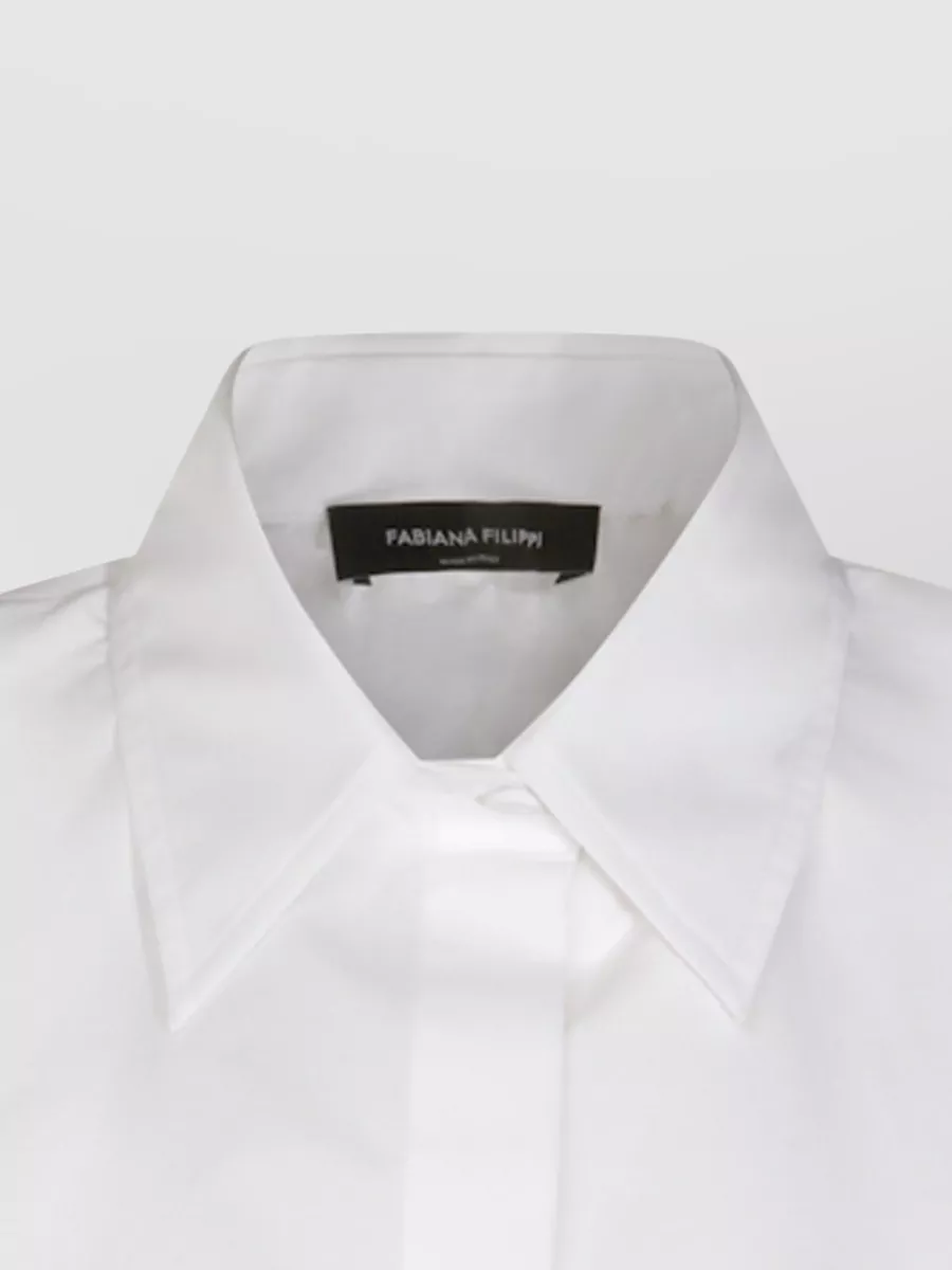 Fabiana Filippi Long Sleeve Collar Shirt Back Pleat Detail