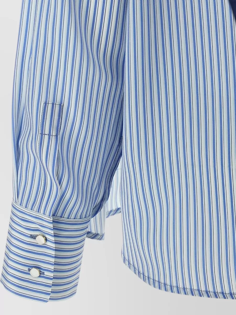 S Max Mara Silk Striped Long-Sleeve Shirt