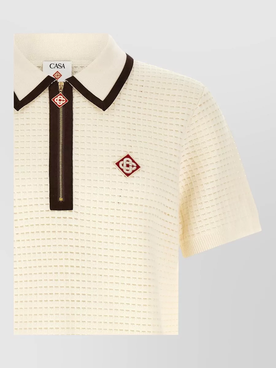 Casablanca Textured Terry Short-Sleeve Polo Shirt