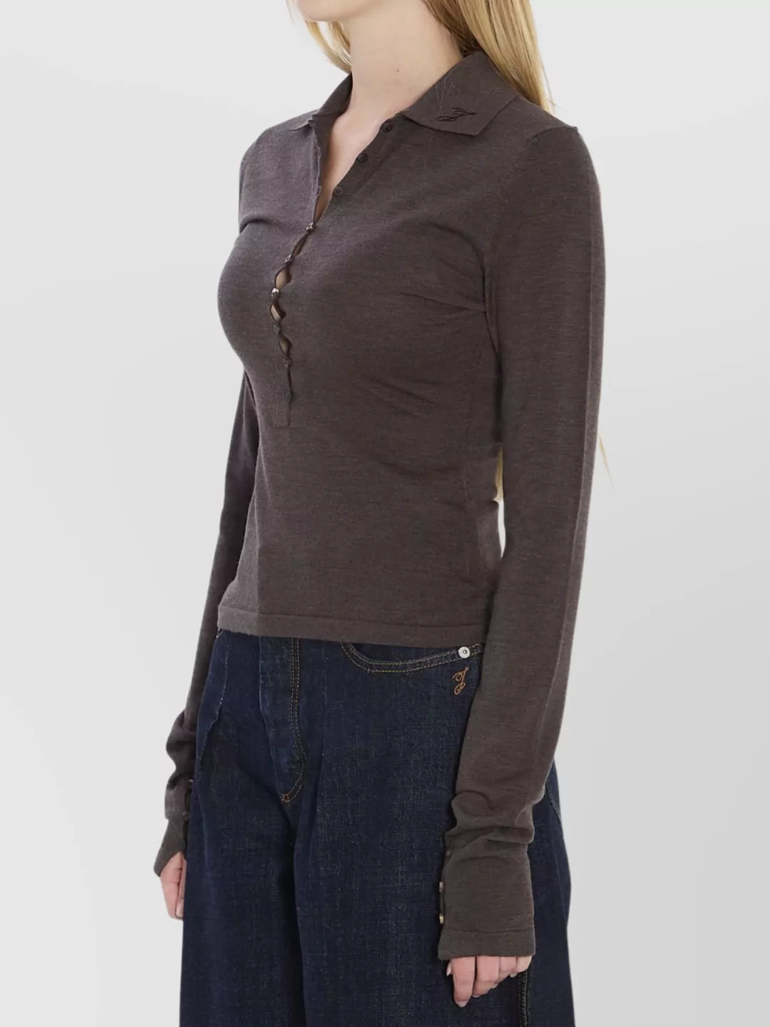 Jacquemus Merino Wool Blend Fitted Knit Shirt