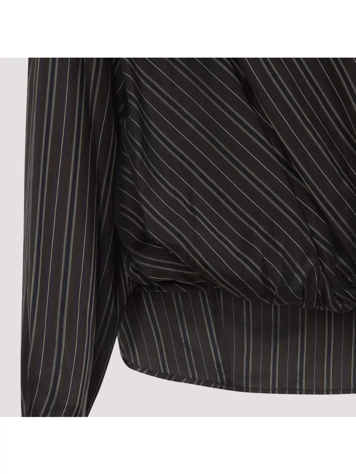 Dries Van Noten V-neck Striped Draped Long Sleeves Blouse In Black