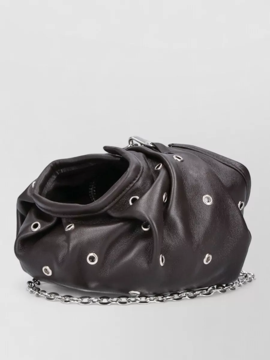 Gimaguas Ruched Clutch Bag Chain Strap Eyelets