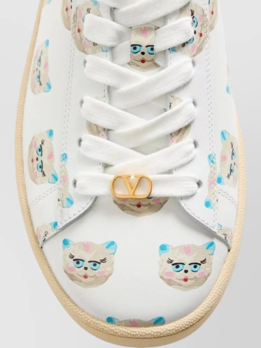 Valentino Garavani Leather Printed Low Top Sneakers