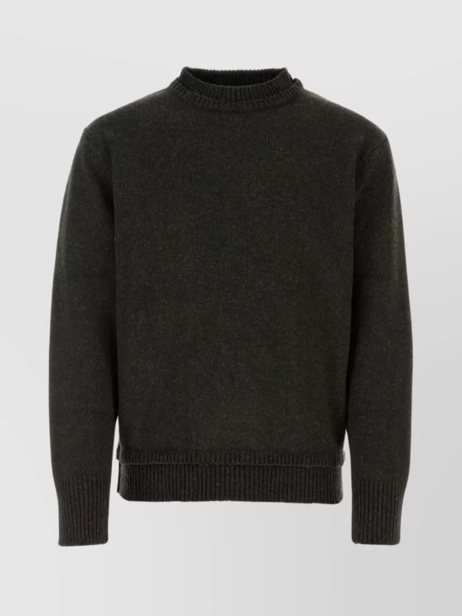 Shop Maison Margiela Contrasting Stitchings Blend Crew-neck Sweater In Brown