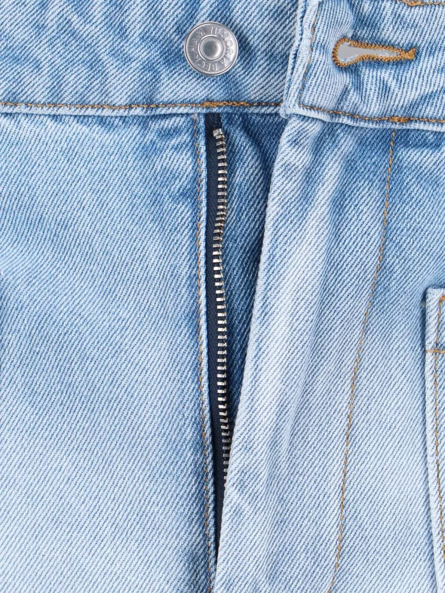 Victoria Beckham Wide Leg Trousers Light Wash Belt Loops