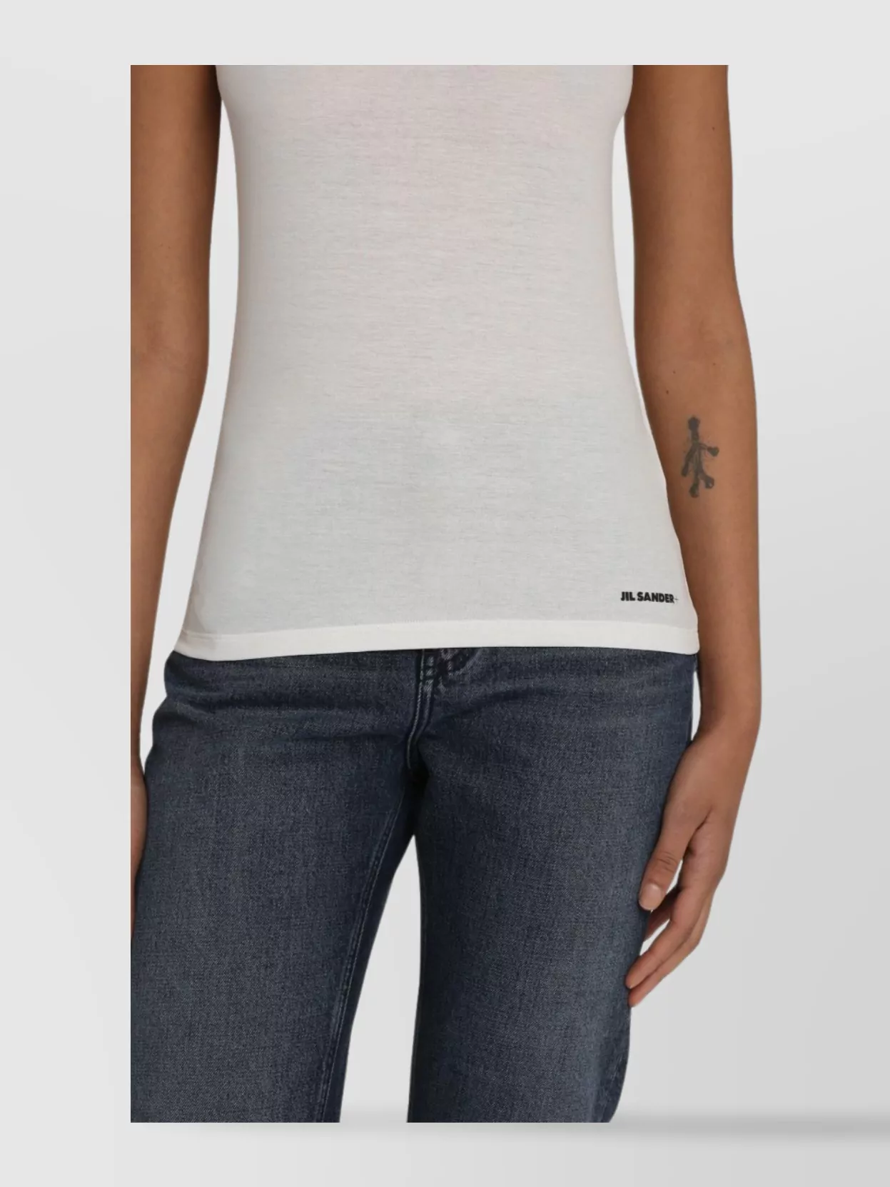Jil Sander Ribbed Edges Scoop Neck Sleeveless Cotton Top