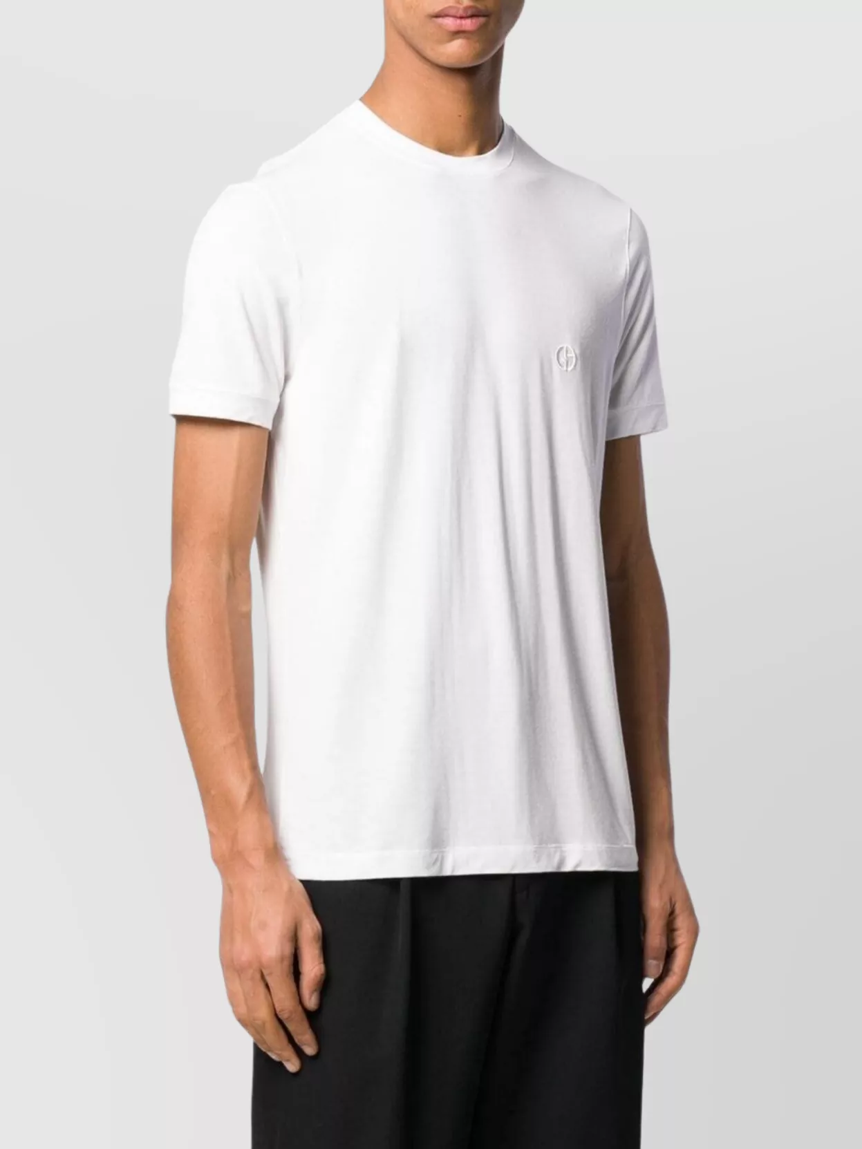 Giorgio Armani Men Stretch Viscose Jersey Crew Neck T-shirt In White