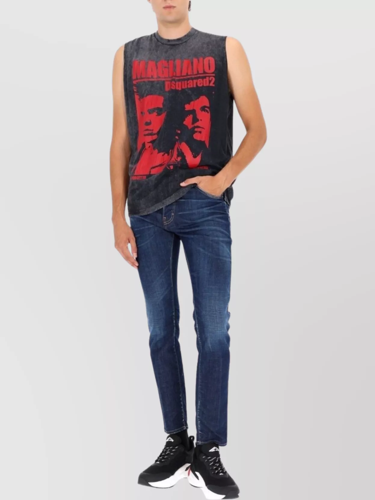 Dsquared2 Graphic Print Sleeveless Crew Neck T-shirt In Multi