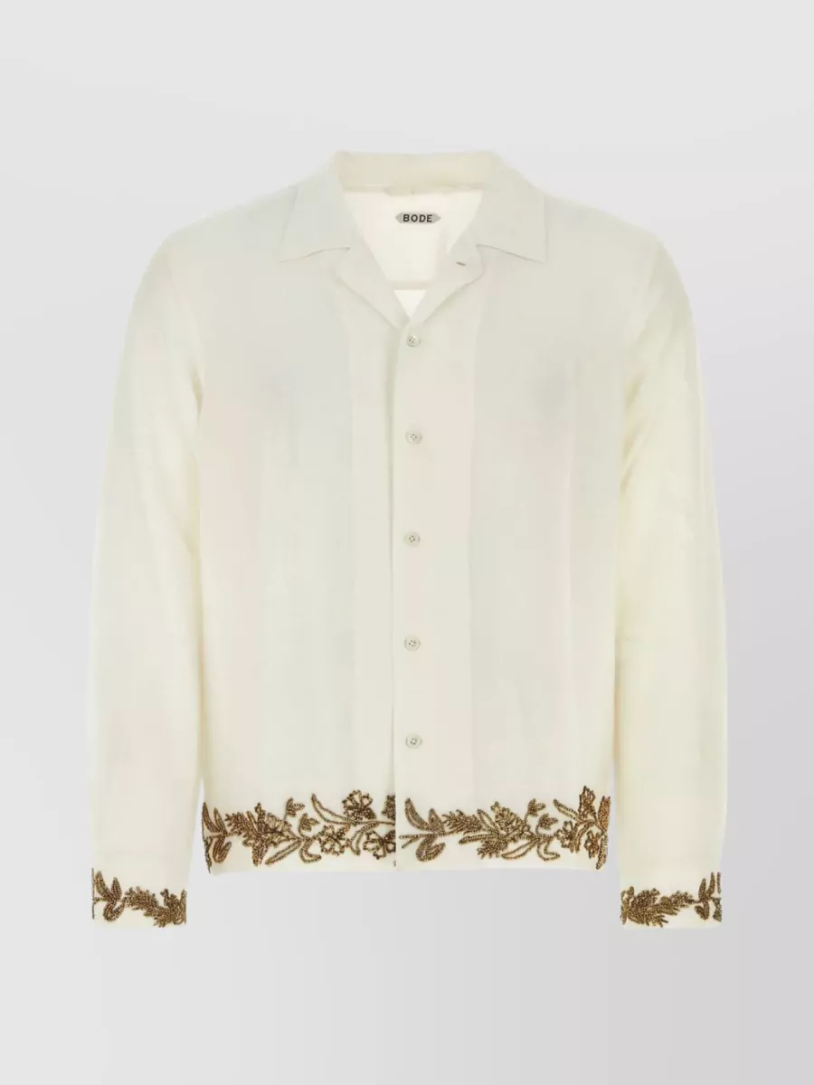Shop Bode Beaded Embroidered Silk Shirt In Pastel