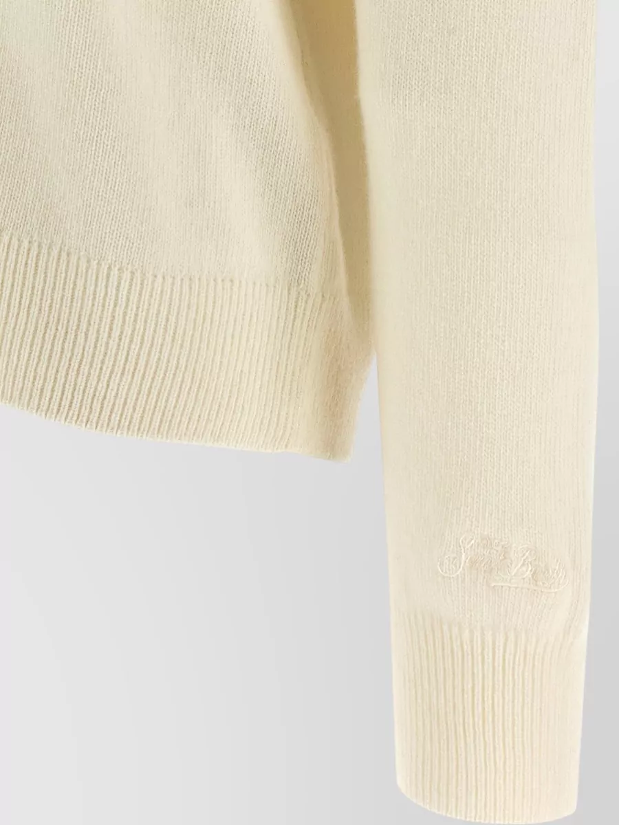 Mc2 Saint Barth Cashmere Wool Logo-Jacquard Crew-Neck Jumper