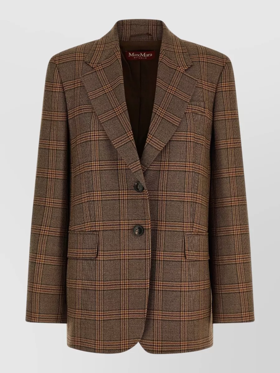 S Max Mara wool checked single-breasted blazer