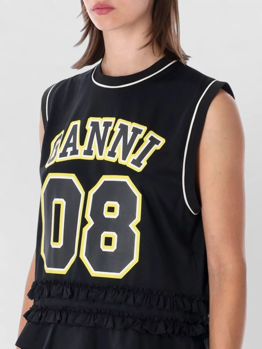 Ganni Ruffled Hem Sleeveless Tank Top