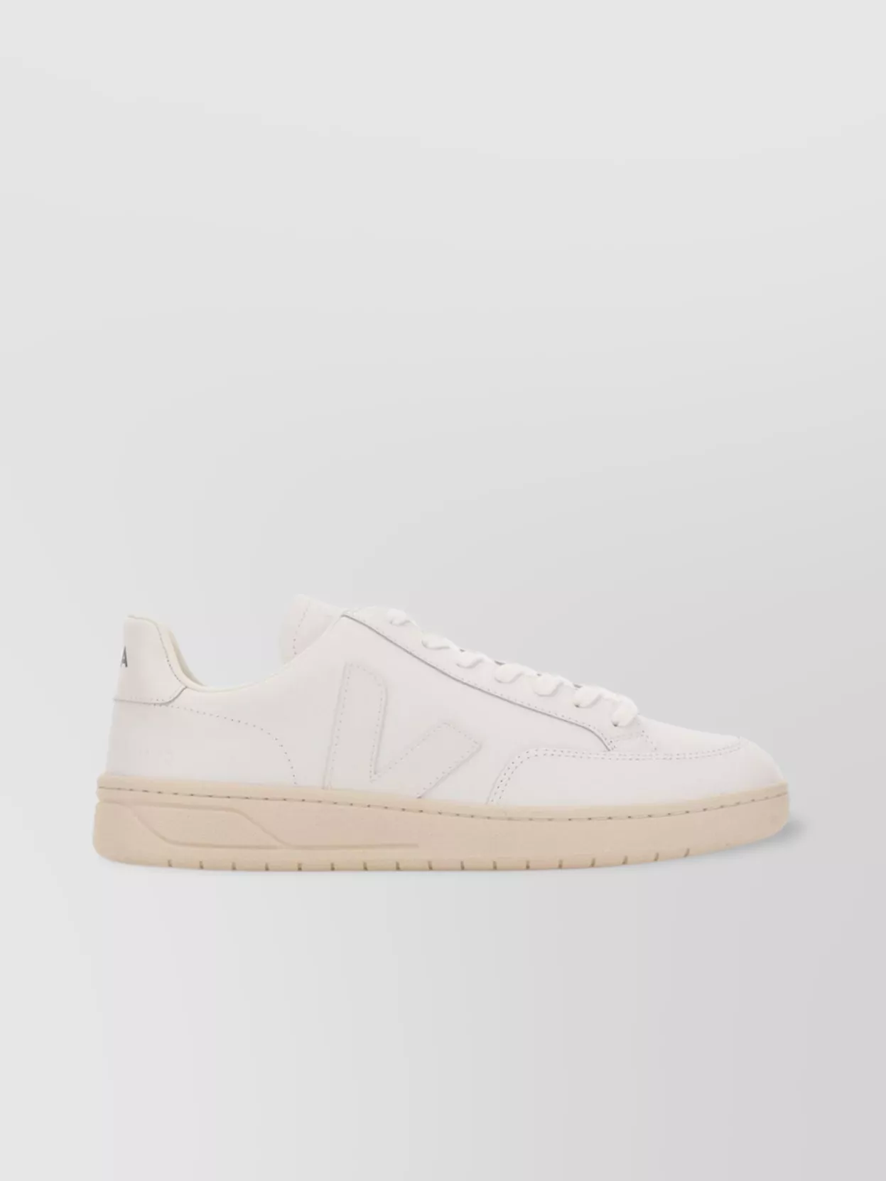 Veja Leather Round Toe Sneakers With Rubber Logoed Patch