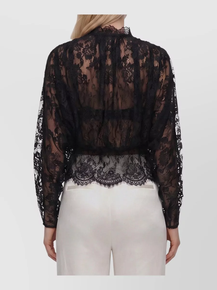 Self-Portrait Lace High Neck Long Sleeve Blouse