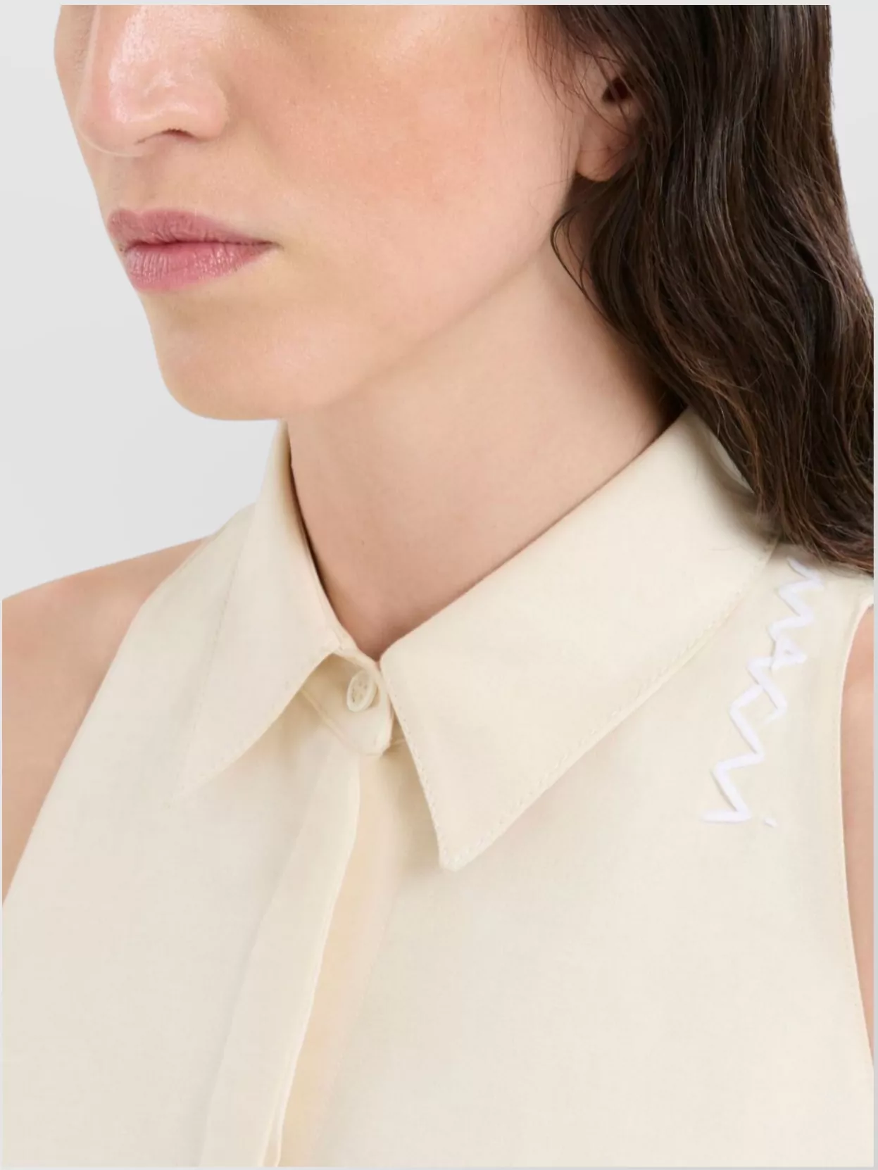Marni Sleeveless A-Line Collared Embroidered Top