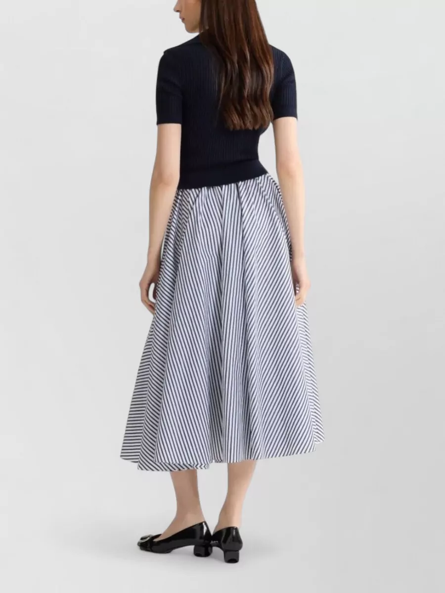 Patou Cotton Polo Shirt Ribbed Collar V Neck