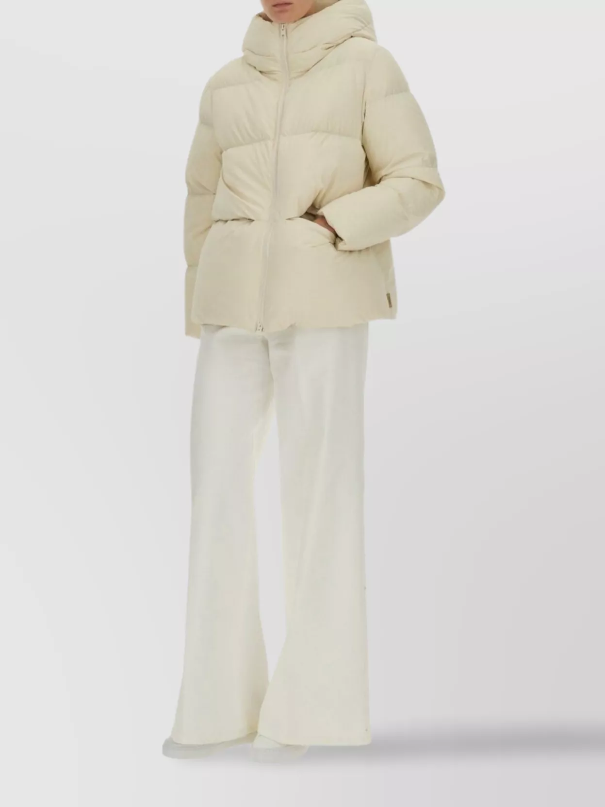 Woolrich Quilted Hooded Jacket Long Sleeves In Neutral
