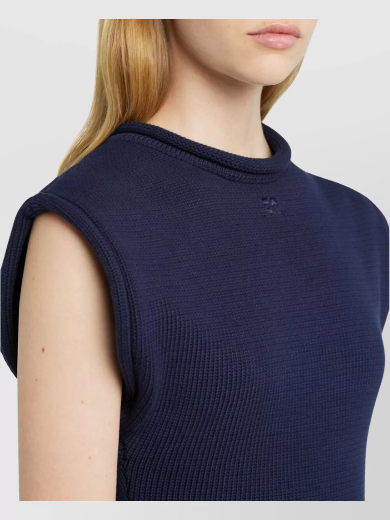 Courrèges Courreges Women Cropped Sleeveles Sweater In Blue