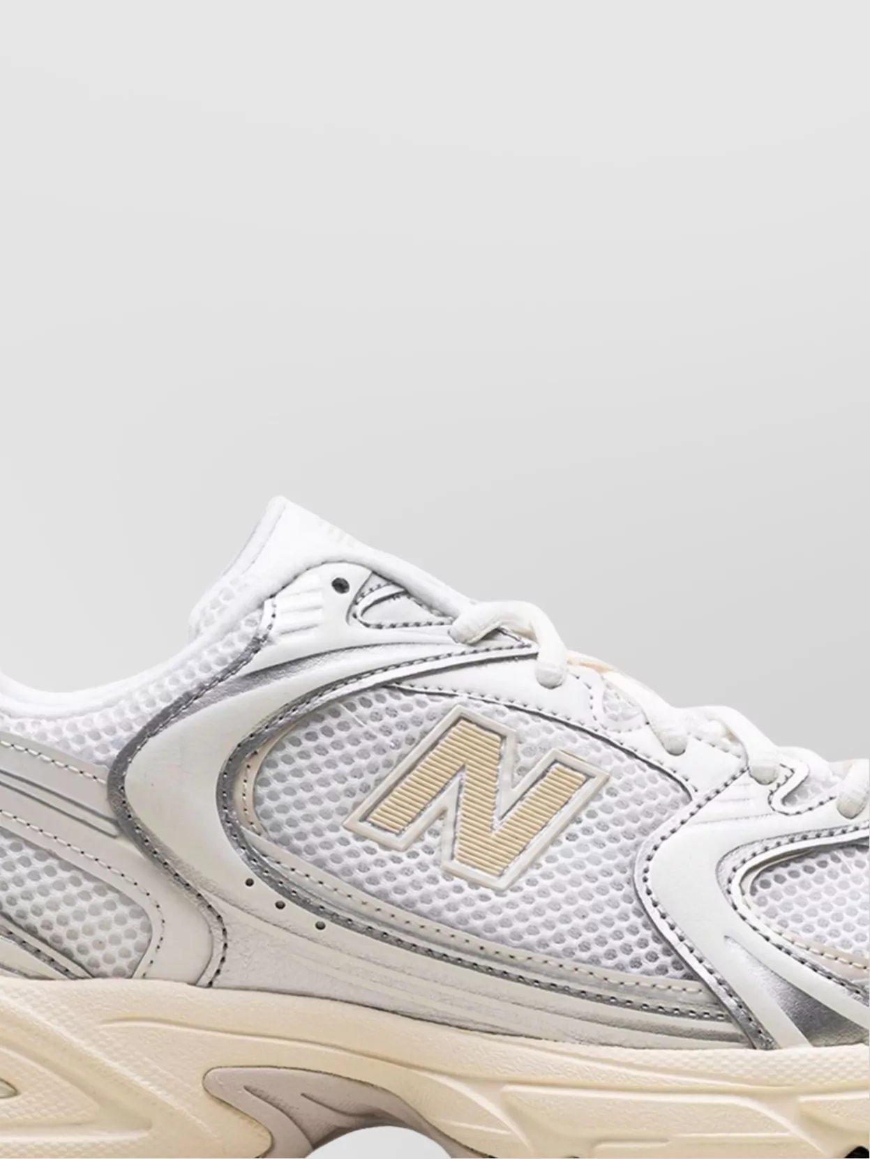 New Balance Mesh Rubber Sole Sneakers With Silver Accents