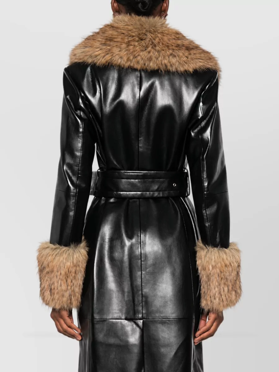 Stand Studio Faux Leather Belted Coat
