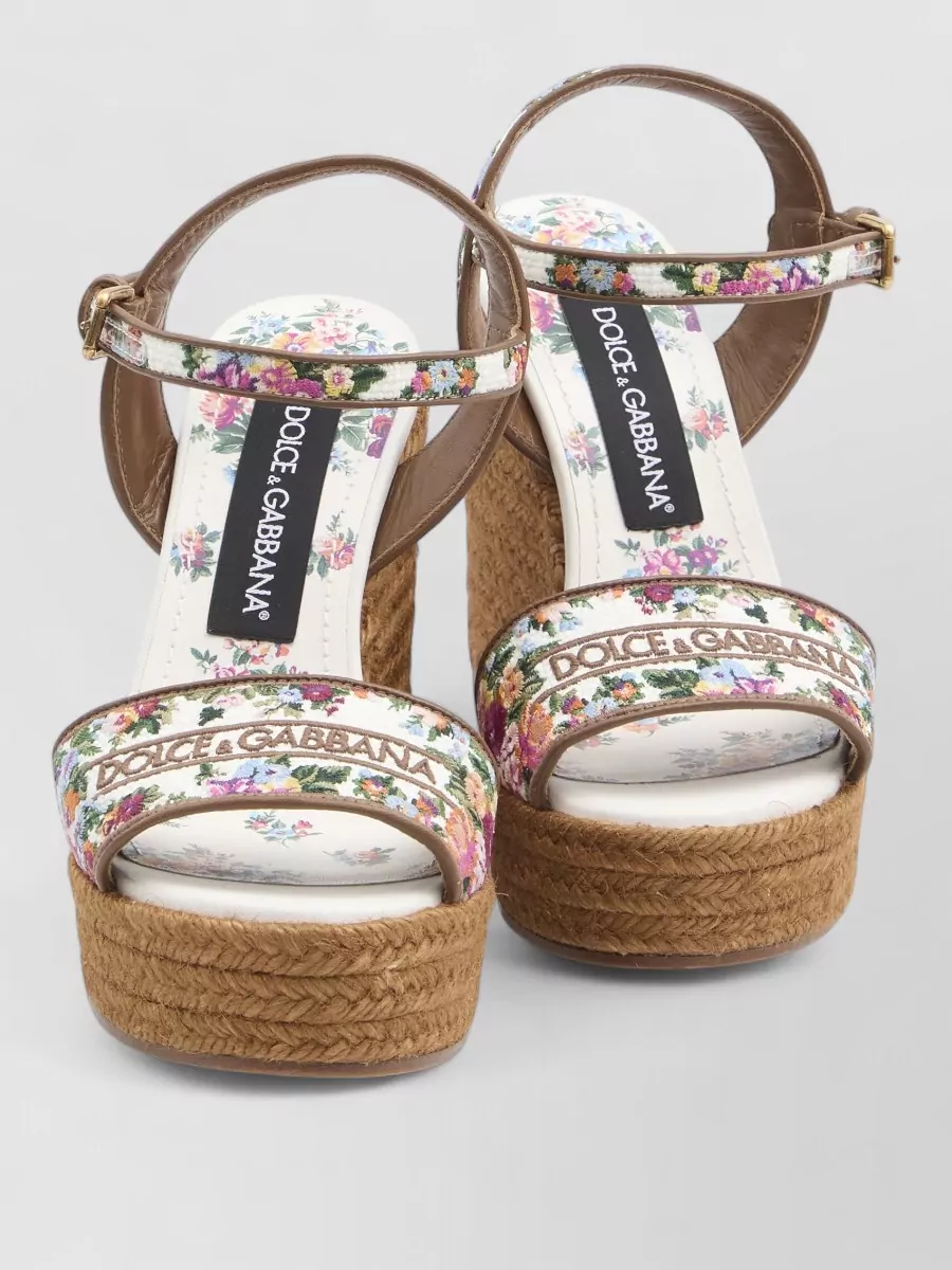 Dolce&Gabbana Platform Leather Sandals Thread Embroidery