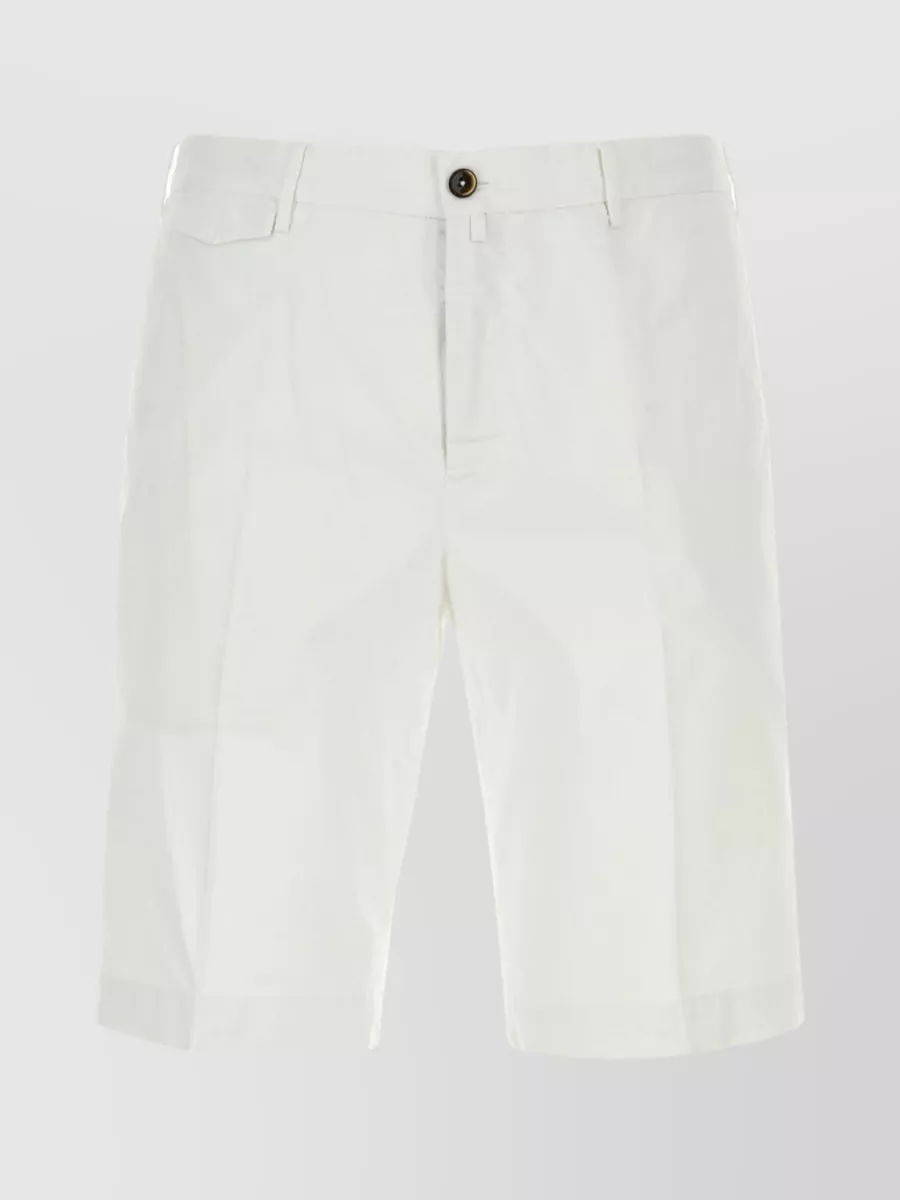 Shop Pt Torino Stretch Cotton Bermuda Shorts In White