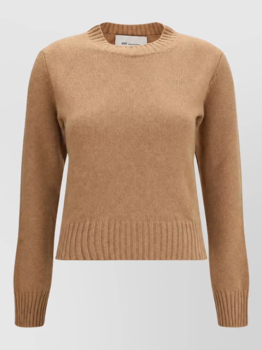 Ami Paris cashmere ami de coeur ribbed crew-neck sweater