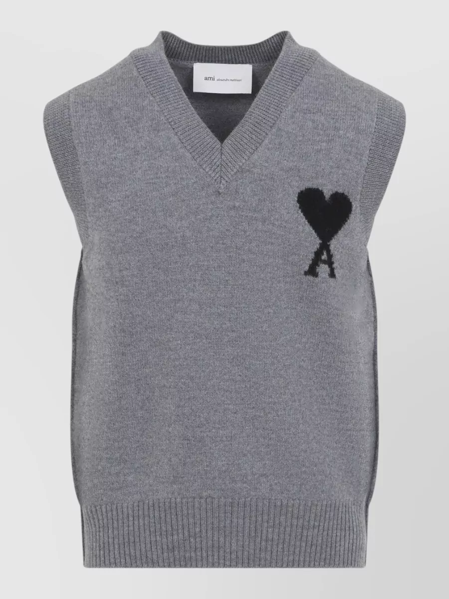 Ami Paris wool v-neck sleeveless sweater