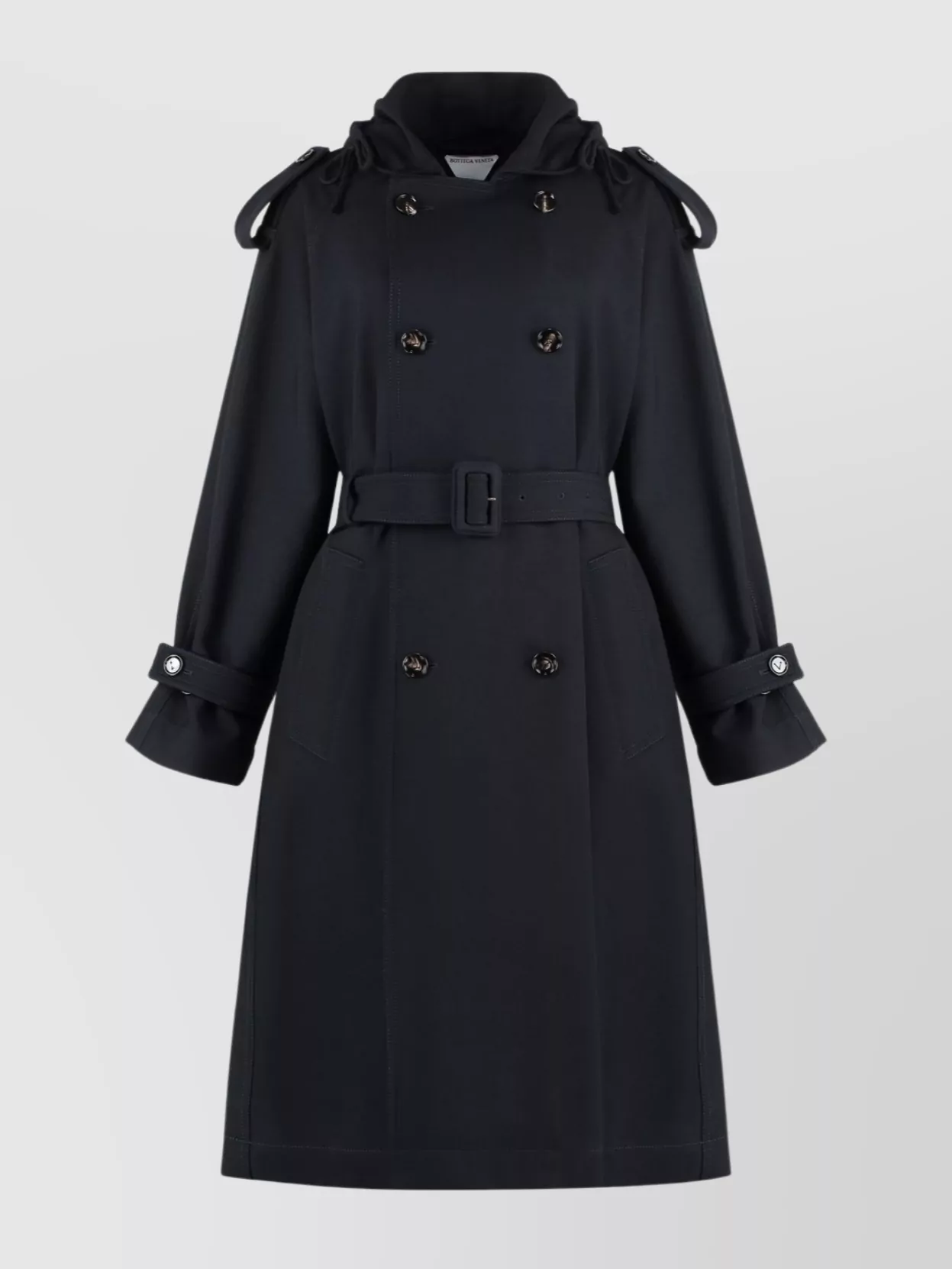Bottega Veneta Belted Trench Coat With Epaulettes And Pockets