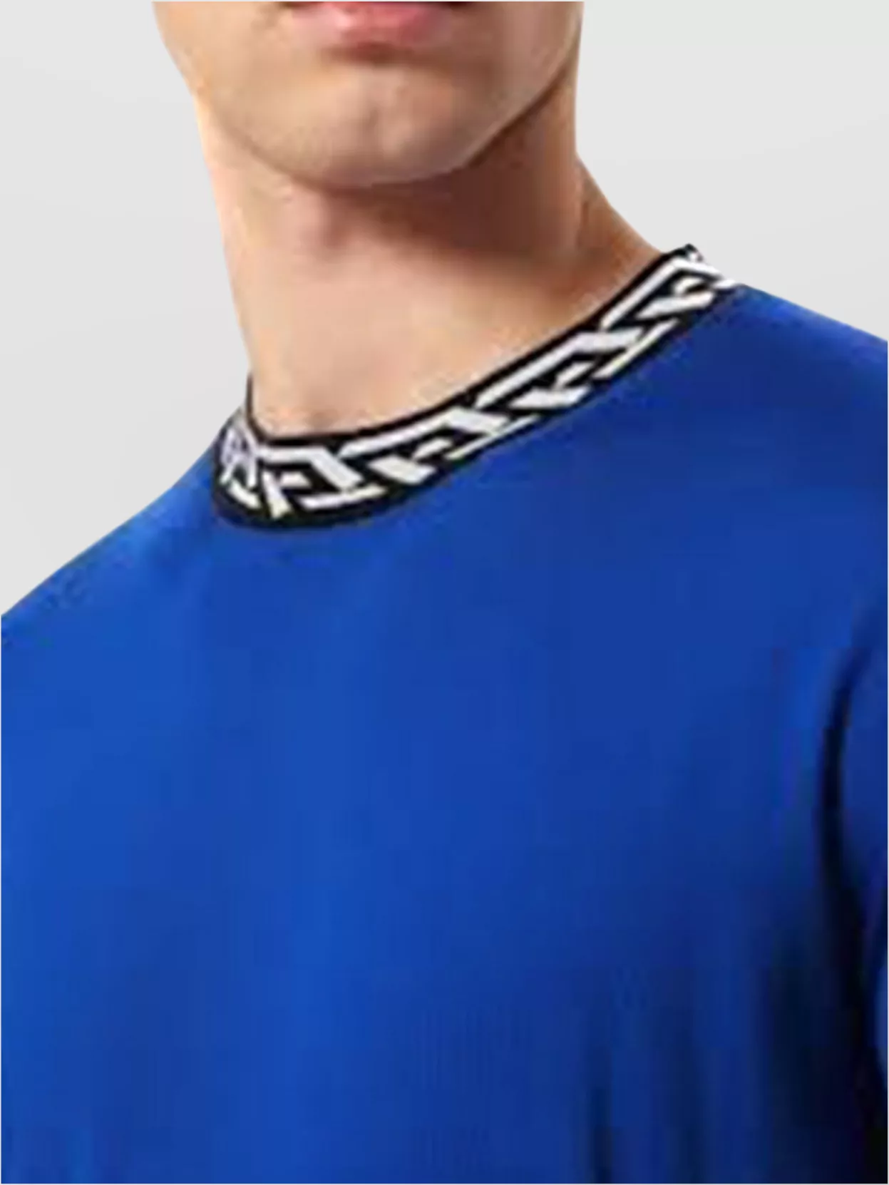 Versace Neckline Contrast Long Sleeves Ribbed Cuffs