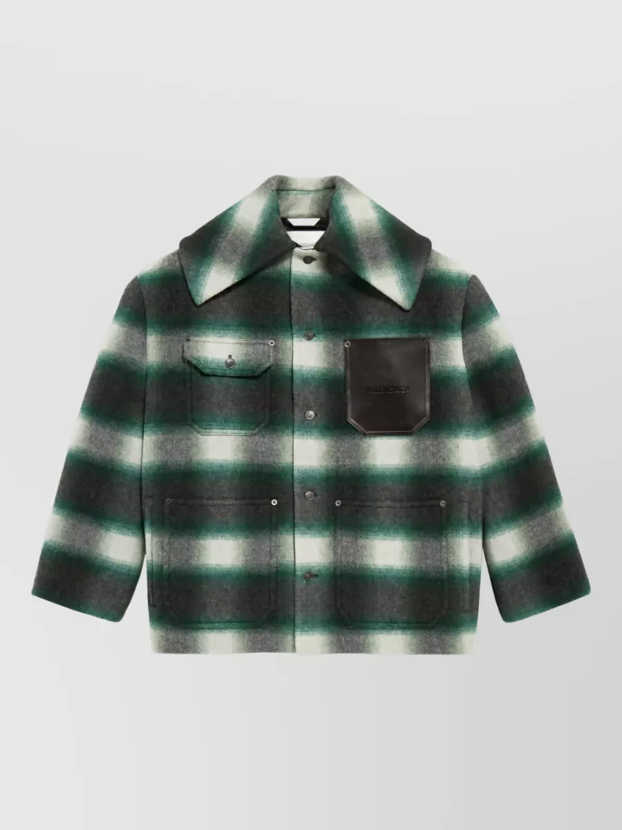 Balenciaga wool checked shirt jacket