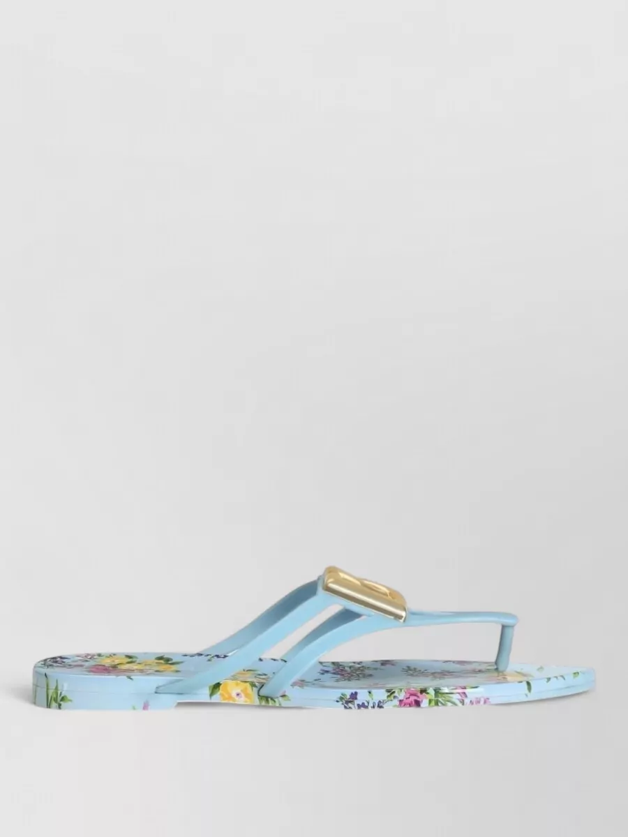 Dolce&Gabbana Floral Print Handmade Flat Sole Slides