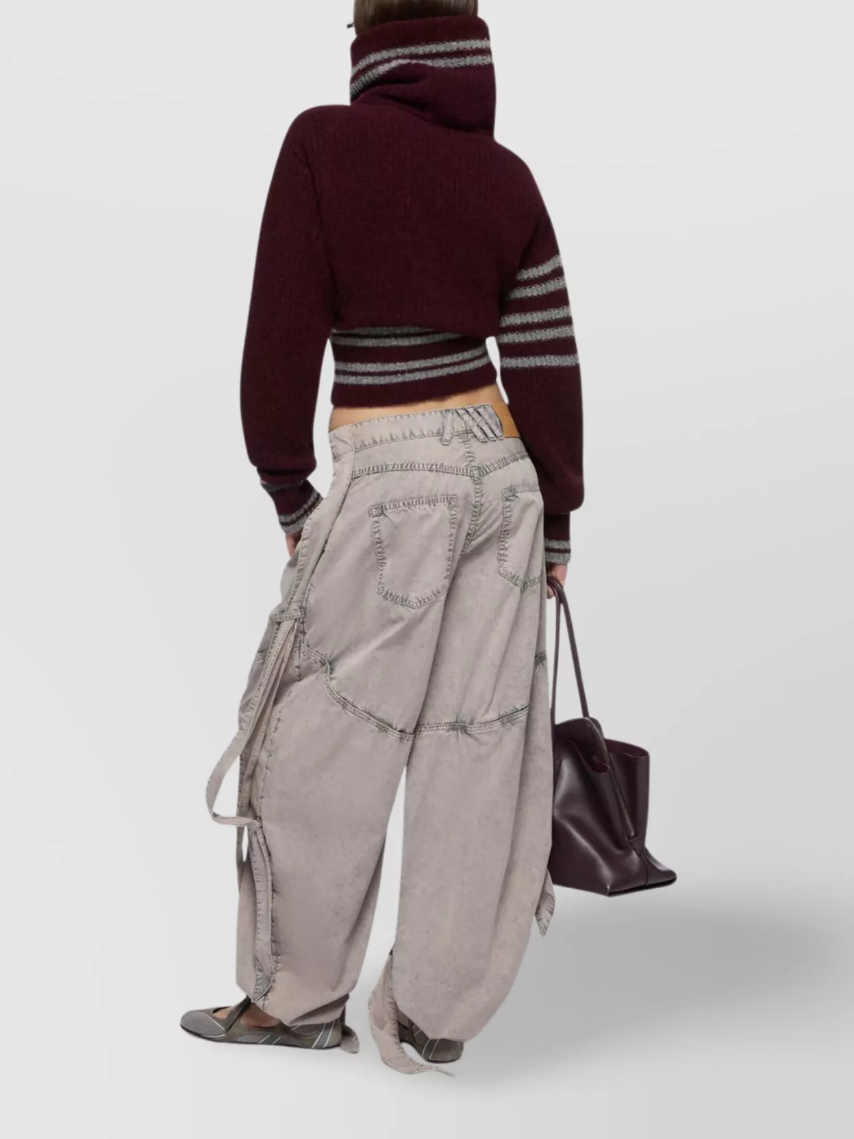 The Attico Ribbed Striped High Collar Knitwear