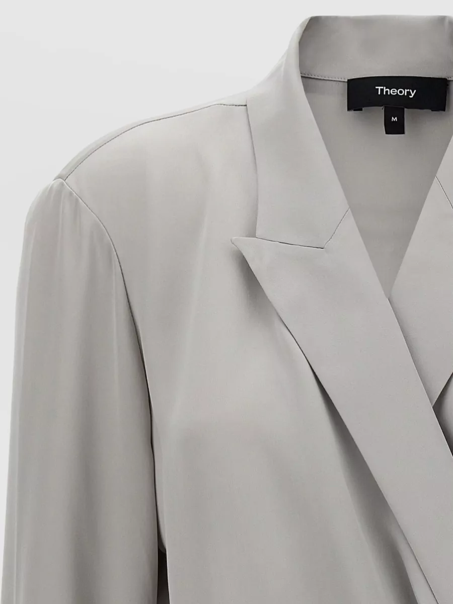 Theory Silk Wrap V-Neck Blouse