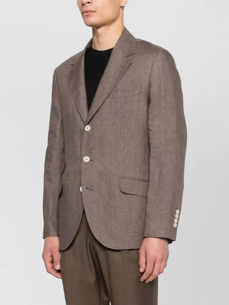 Brunello Cucinelli Linen Single Breasted Jacket Notch Lapel