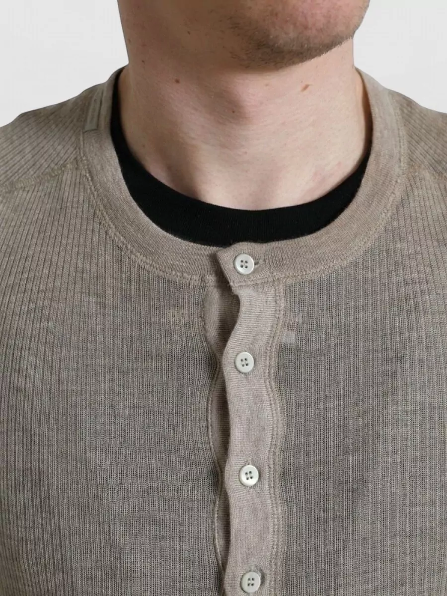 Dolce&Gabbana Cashmere Ribbed Henley Long-Sleeve T-Shirt