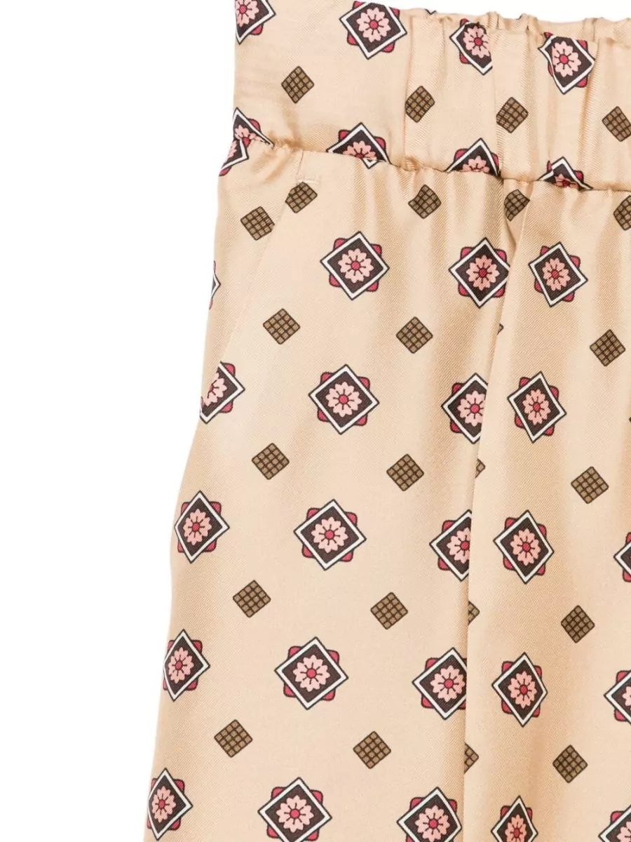 Alberto Biani Printed Silk Wide-Leg Trousers