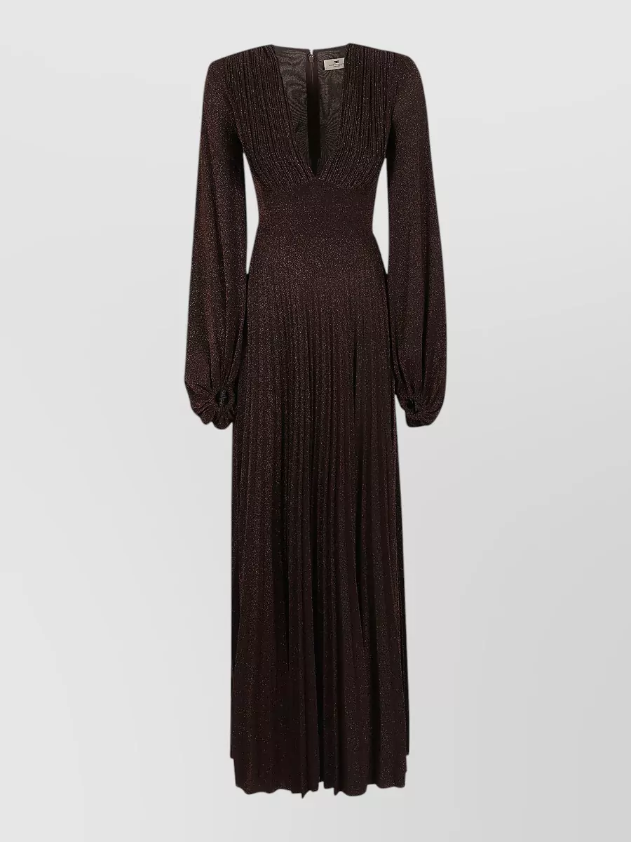 Elisabetta Franchi lamé jersey slim-fit long-sleeve v-neck maxi dress