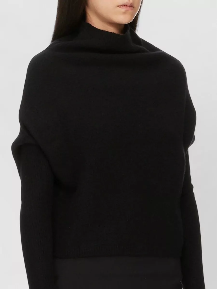 Rick Owens Virgin Wool Draped High Neck Ribbed-Knit Jumper