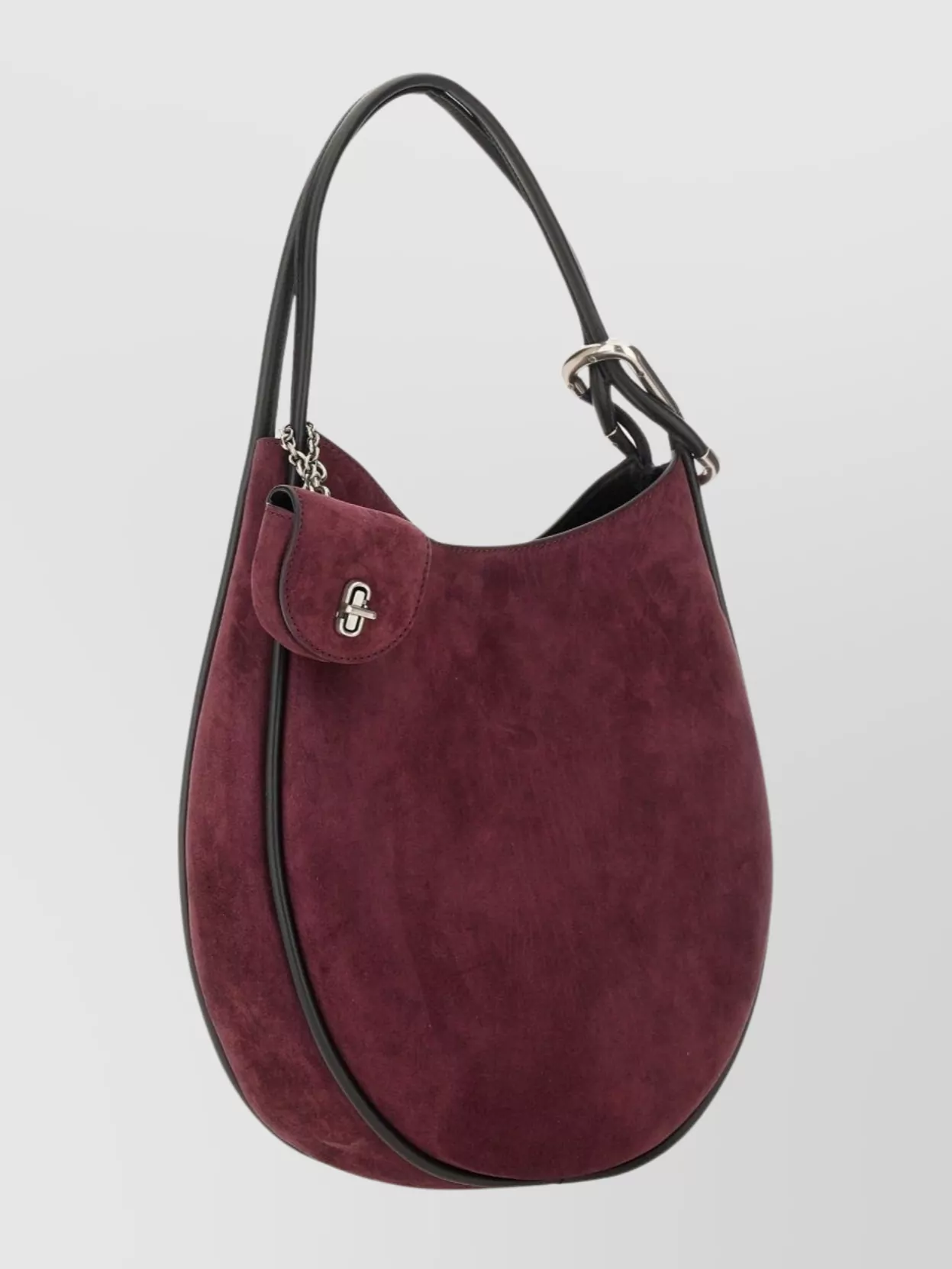 Marc Jacobs Curved Suede Shoulder Bag With Metal Hardware