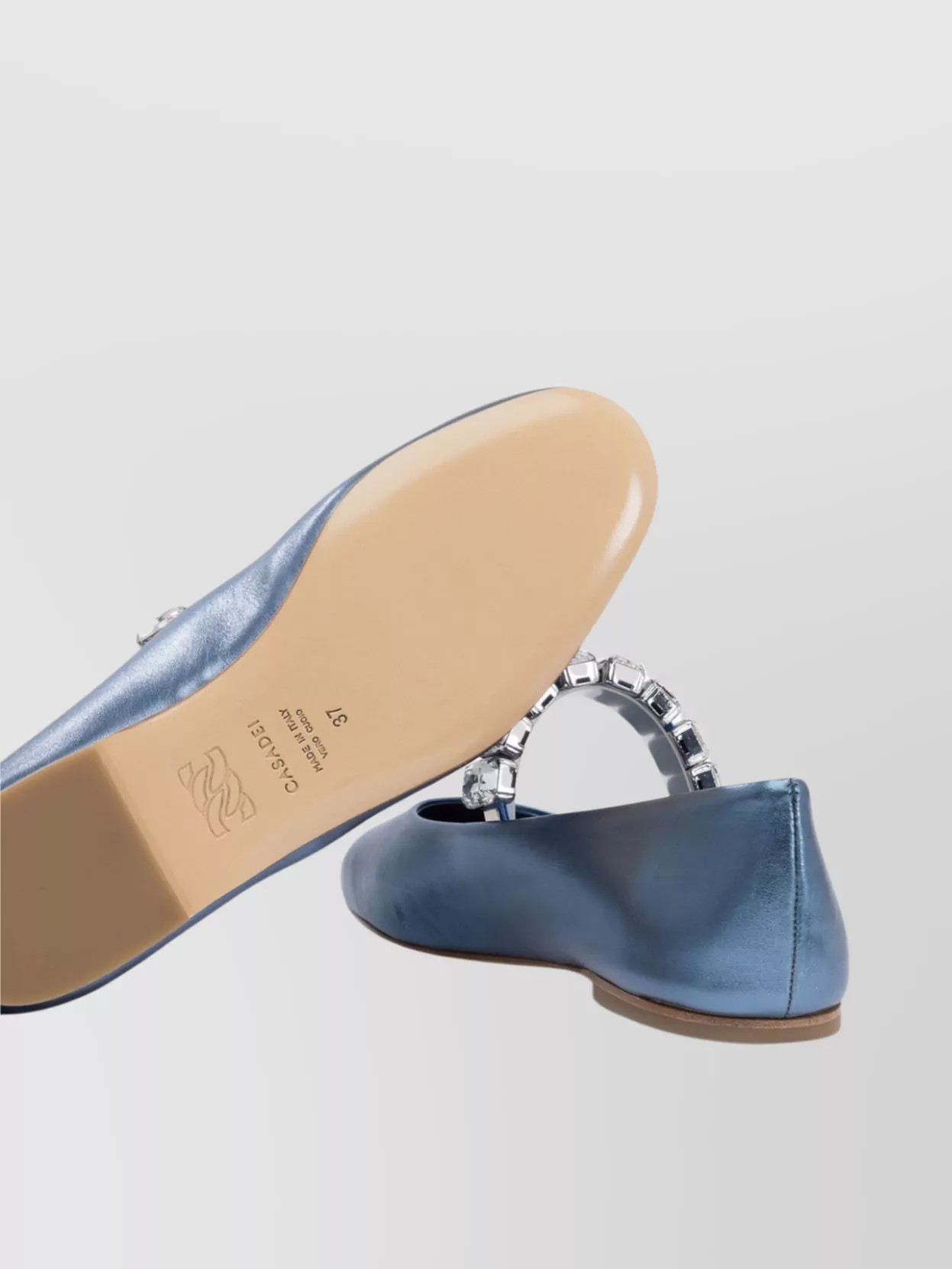 Casadei Round Toe Flat Sole Embellished Strap Ballerinas