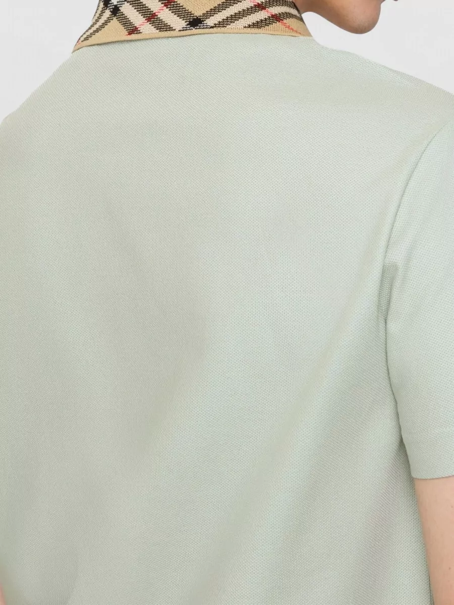 Burberry Cotton Check Collar Polo Shirt