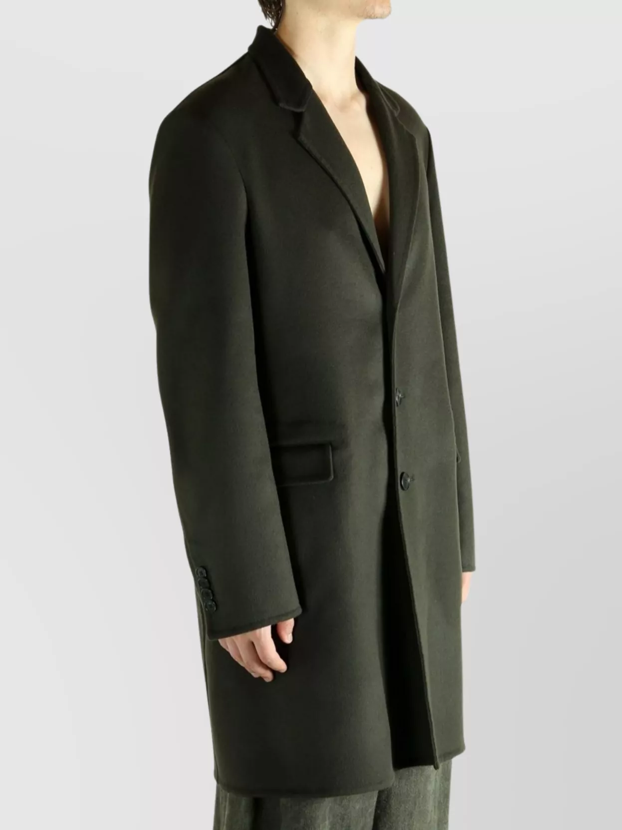 Givenchy Long Sleeve Coat Flap Pockets