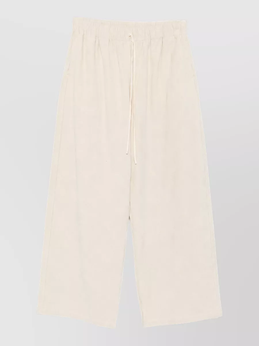 Apuntob Cotton Wide-leg Drawstring Trousers In Pink
