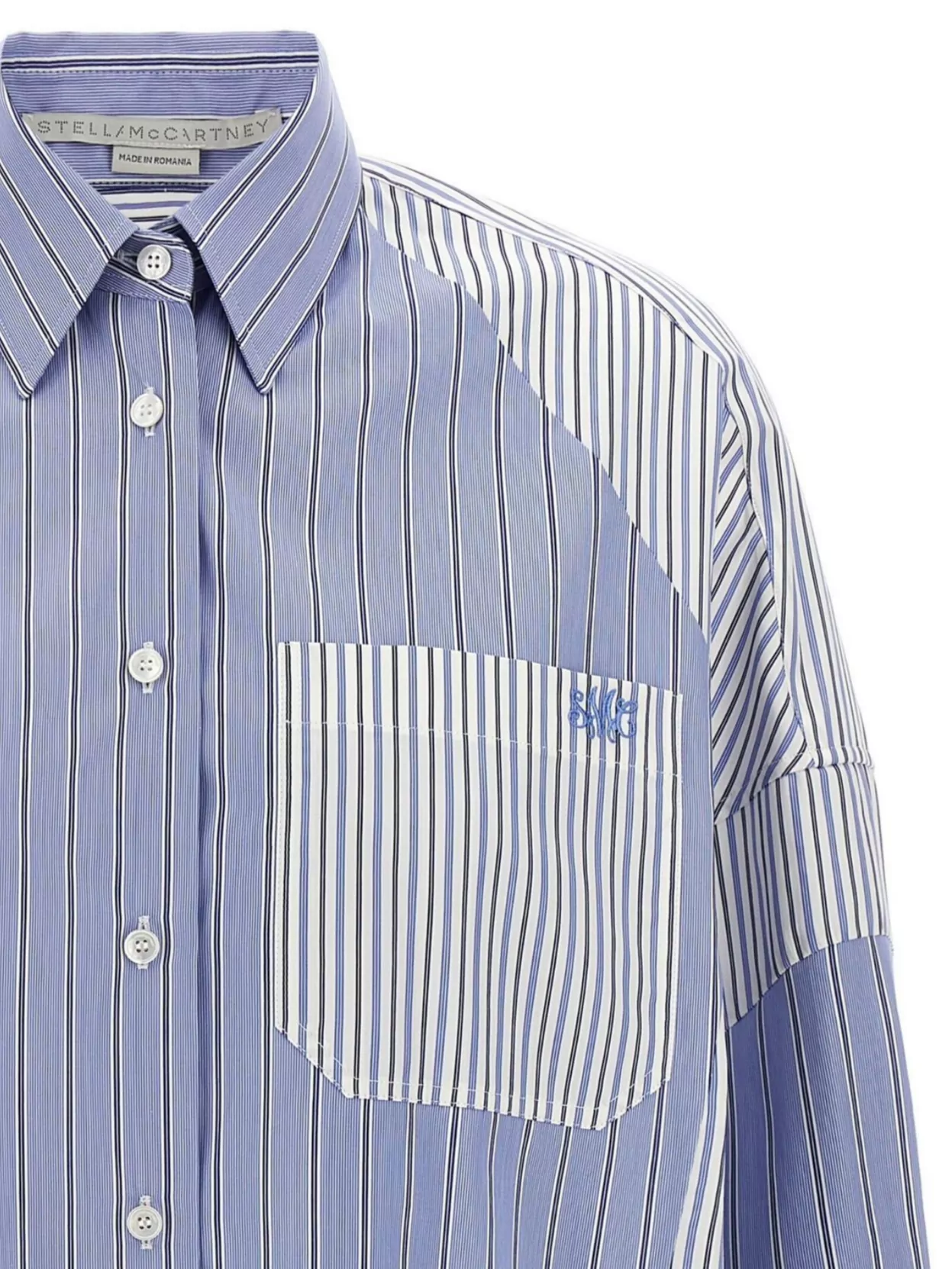 Shop Stella Mccartney Striped Shirt With Buttoned Cuffs And Chest Pocket