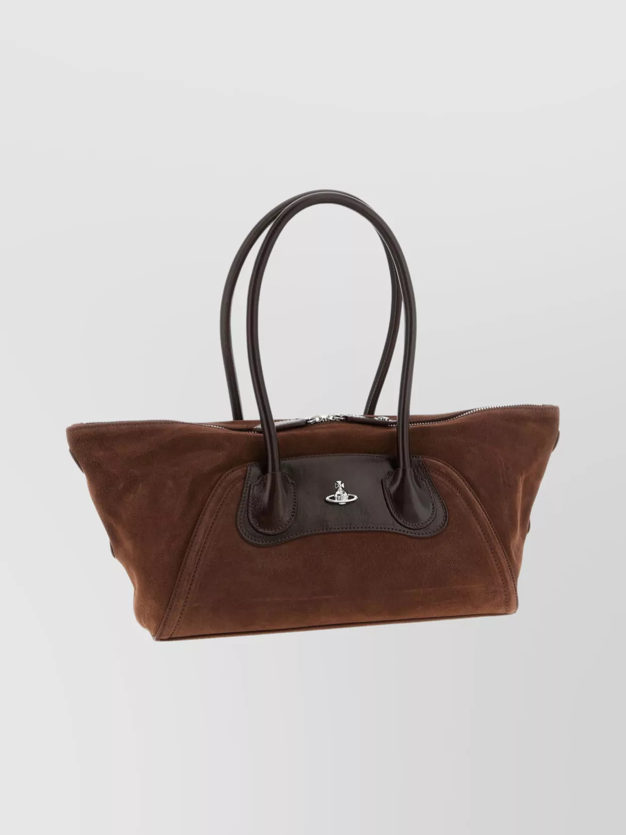 Vivienne Westwood Mens Aw25-chocolate Brown Shirley Small Suede Holdall In Brown