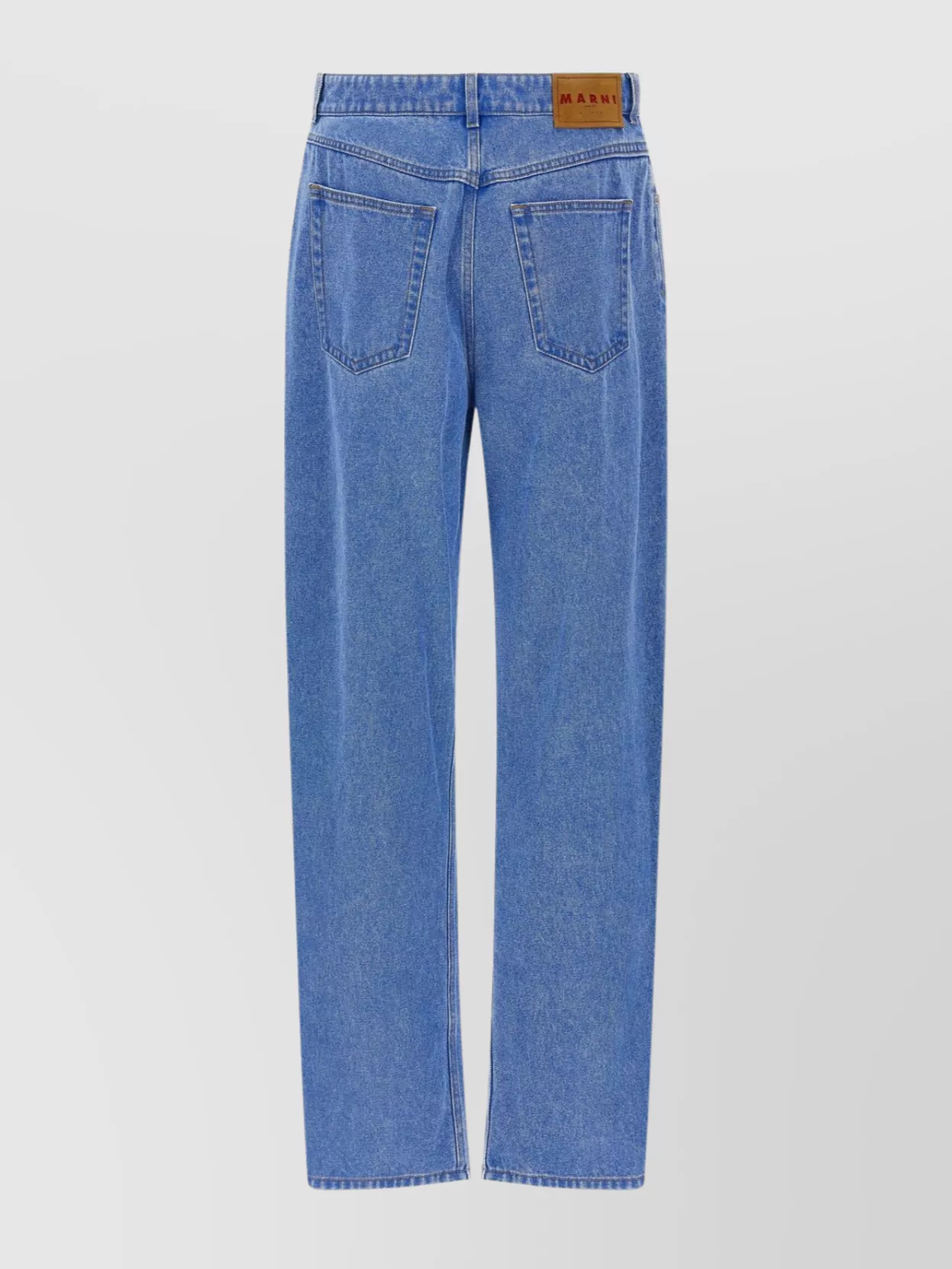 Marni Pleated Denim Trousers With Side And Back Pockets In Blue