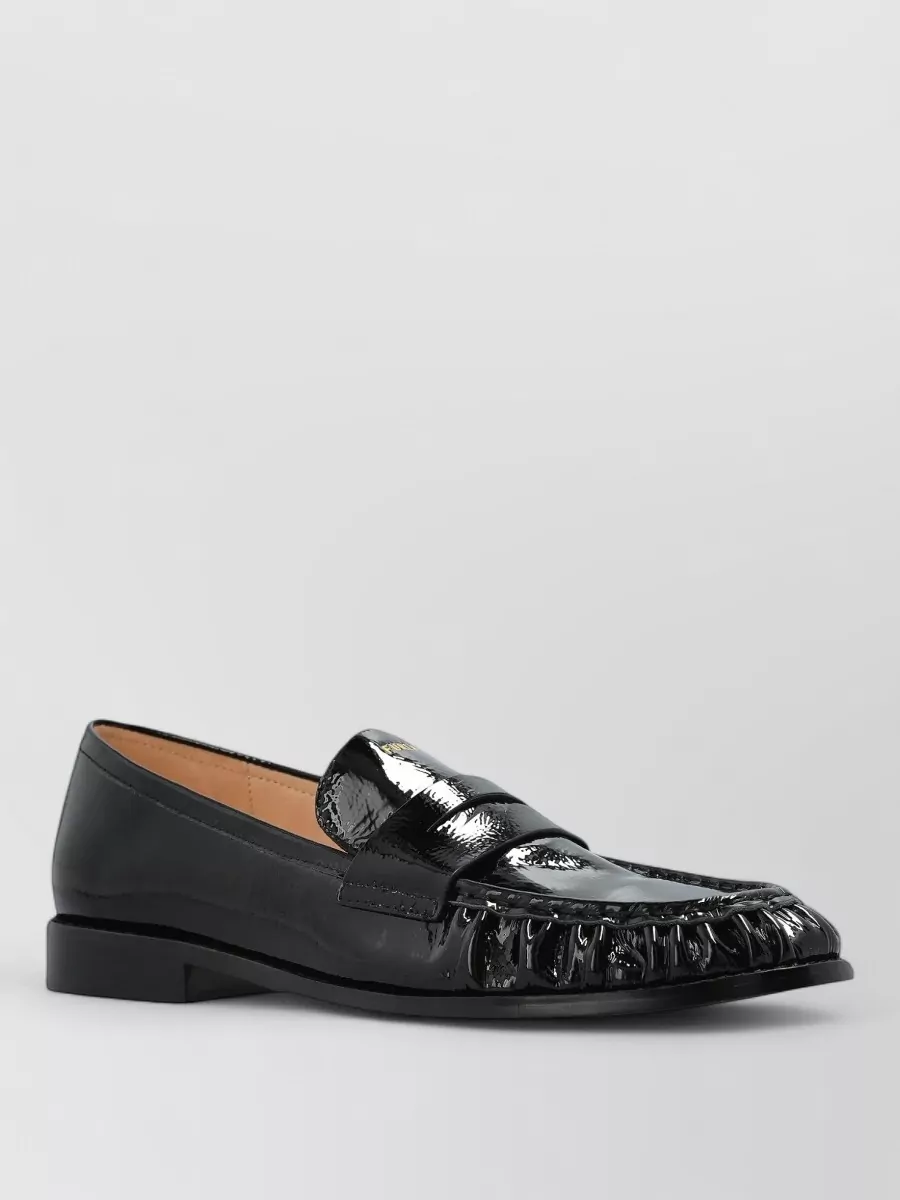 Furla Patent leather gathered loafers
